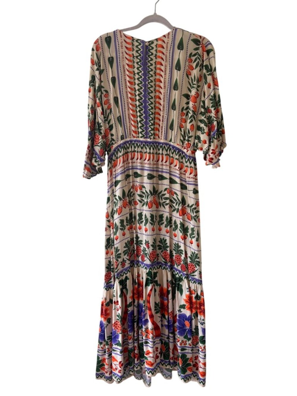 FARM Rio X Anthropologie V-Neck Kaftan Maxi Dress With CutOut Fruit Floral Print - Picture 5 of 12